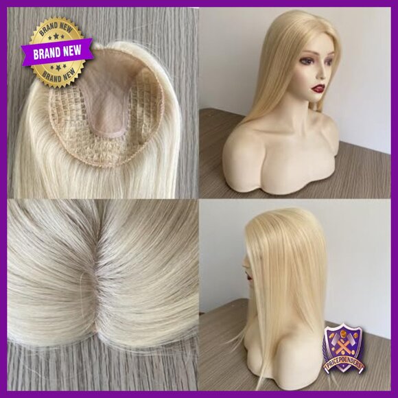 6x6 Silk Part Hair Topper, Hand-Tied Human Hair, Fish Net Base